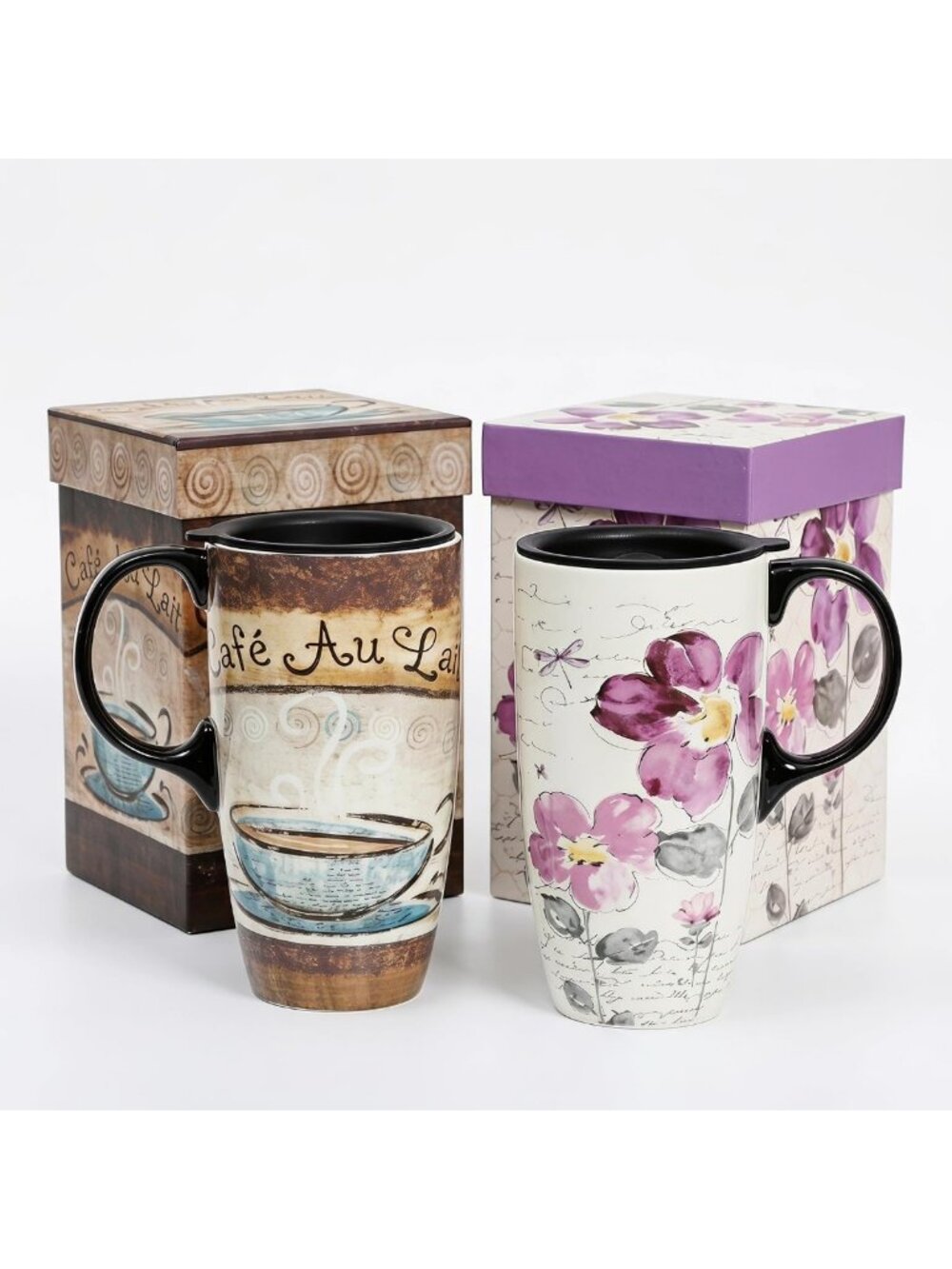 Set of 2 Large 17oz Ceramic Travel Mugs with Lids - Perfect for Coffee Lovers!
